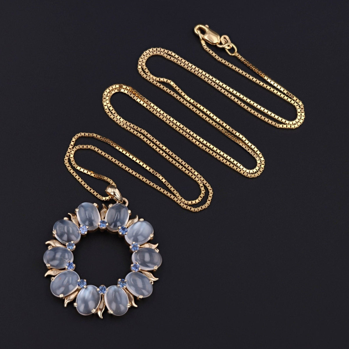 Moonstone Necklace | Circle Pendant - Trademark Antiques