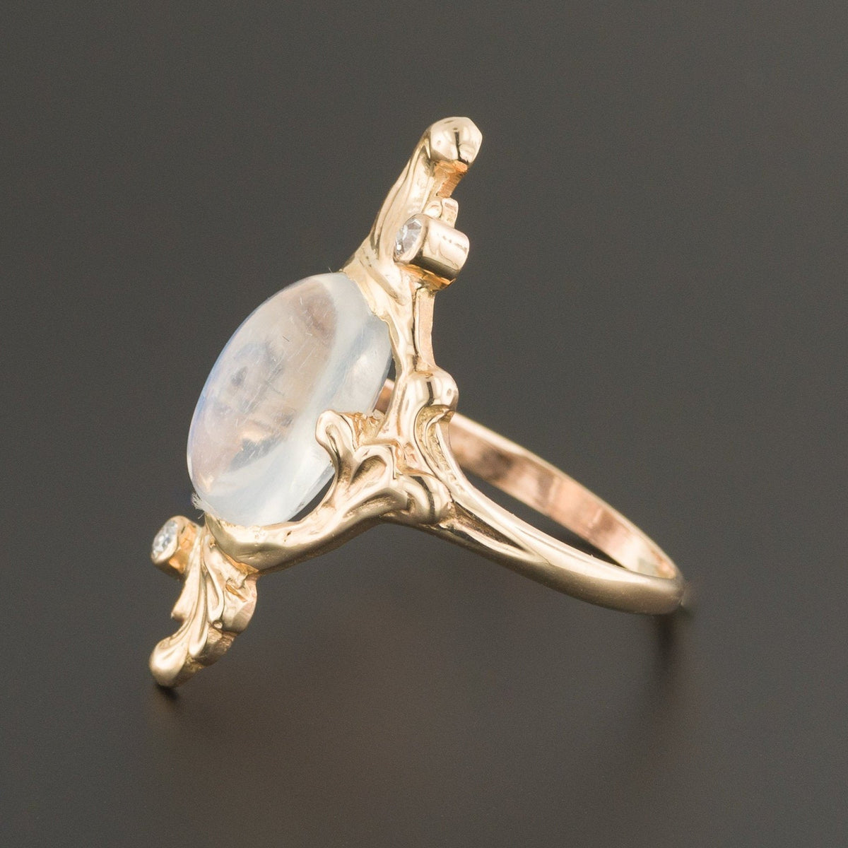 Moonstone Ring | Antique Moonstone &amp; Diamond Ring - Trademark Antiques