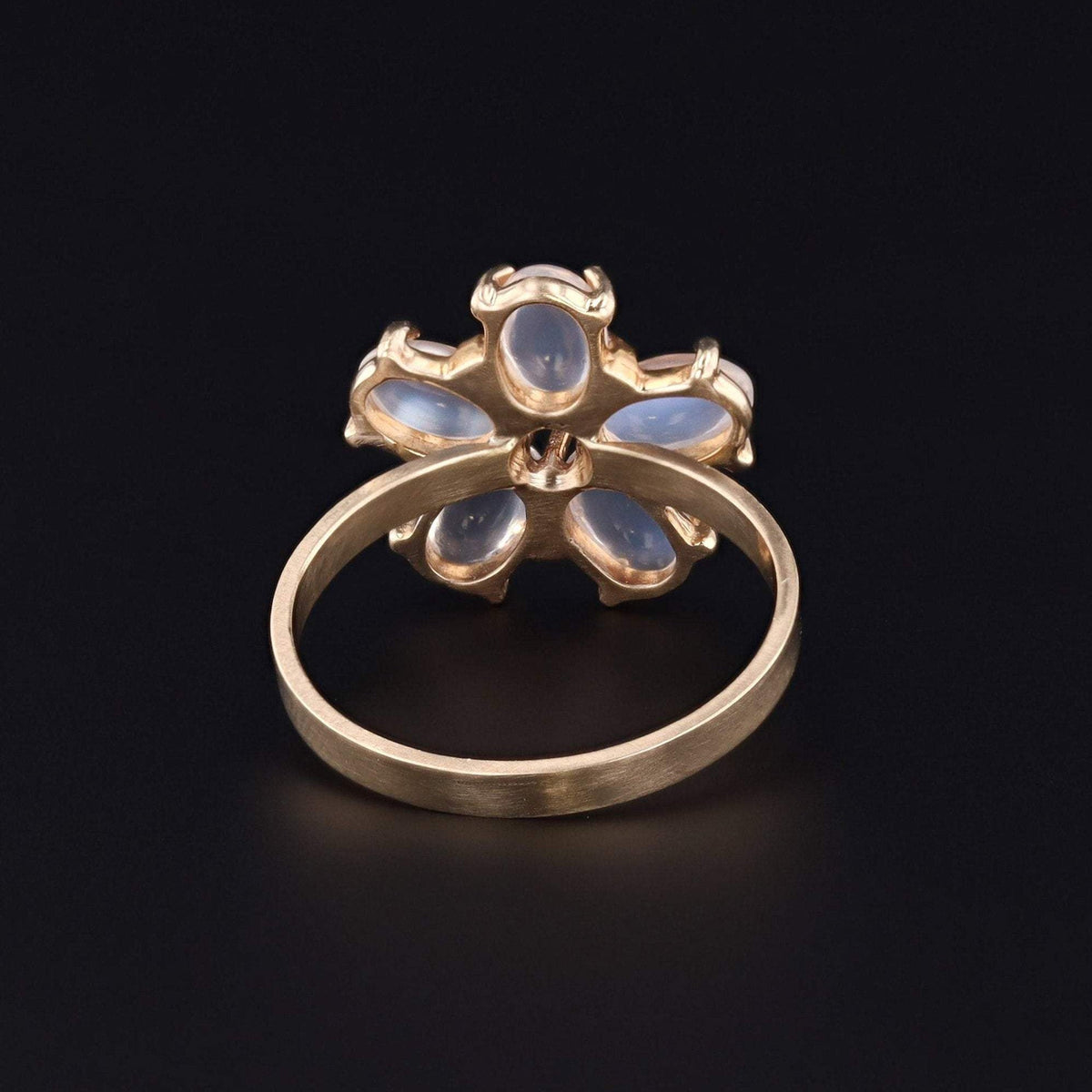 Moonstone &amp; Sapphire Flower Ring | Vintage Pin Conversion Ring - Trademark Antiques