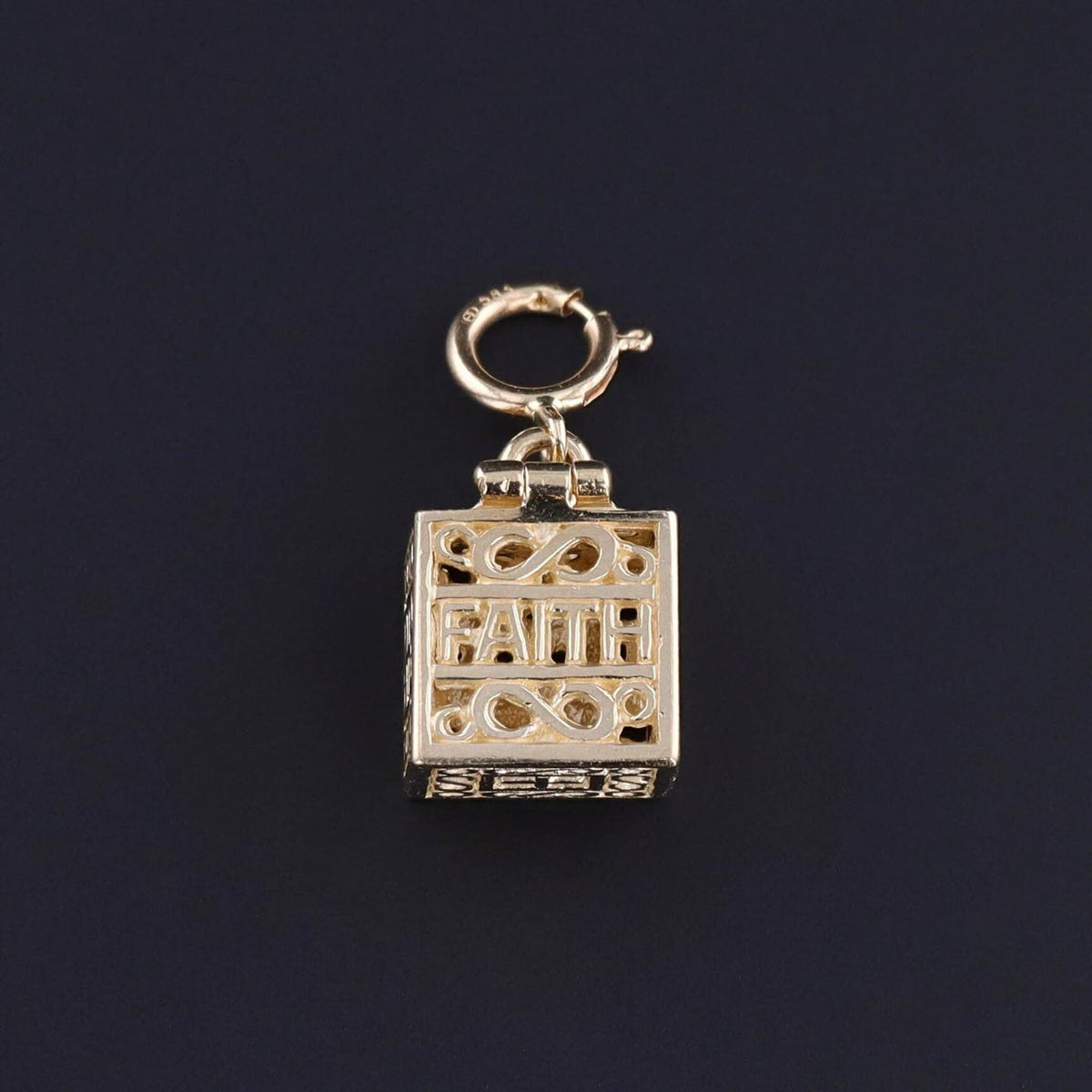Moveable Affirmation Faith and Hope Charm of 14k Gold - Trademark Antiques
