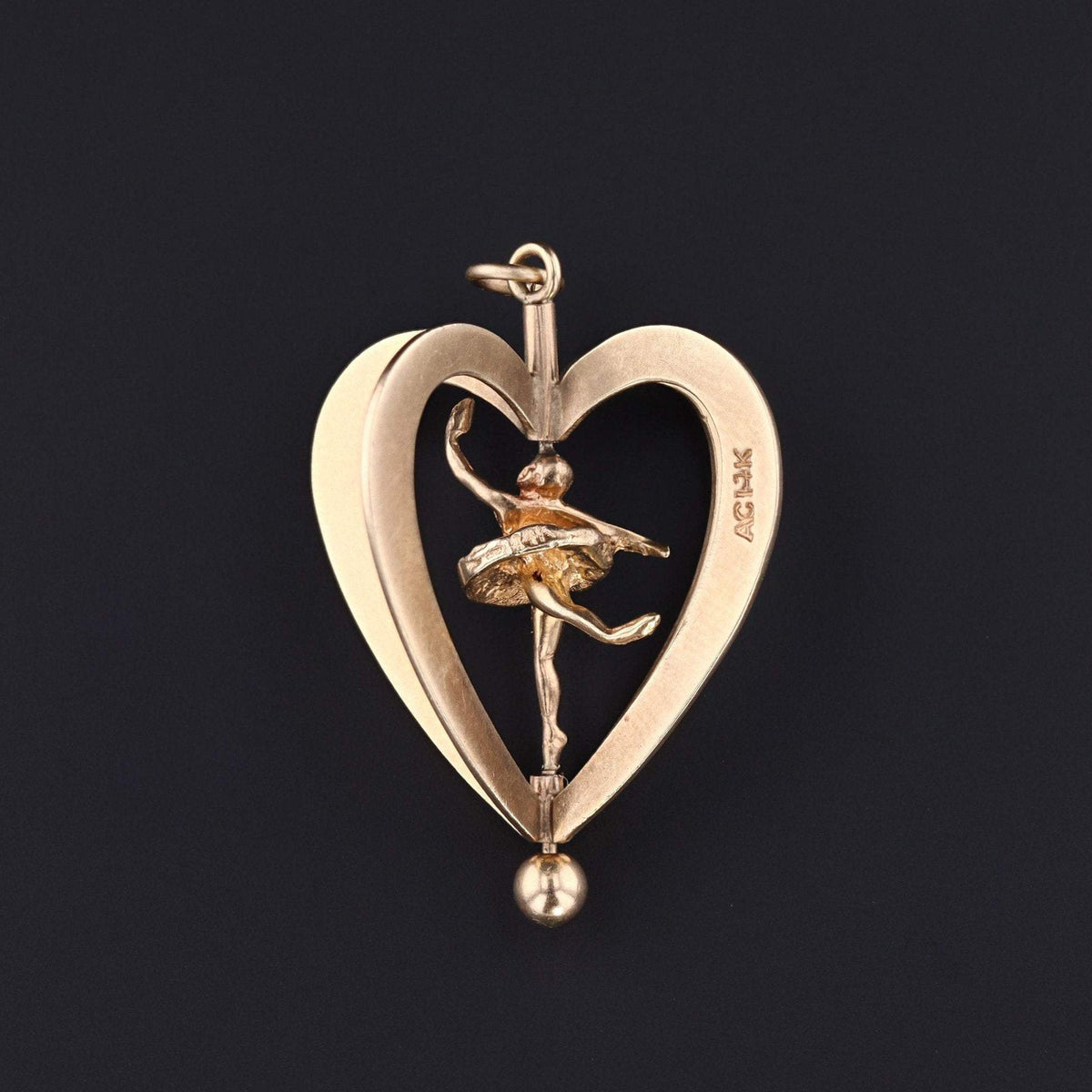 Moveable Ballerina Charm | 14k Gold Charm - Trademark Antiques
