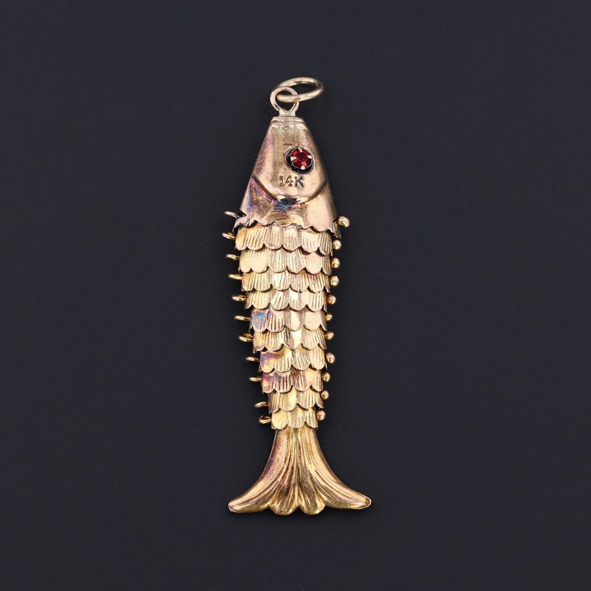 Moveable Fish Charm or Pendant | 14k Gold Fish Charm - Trademark Antiques