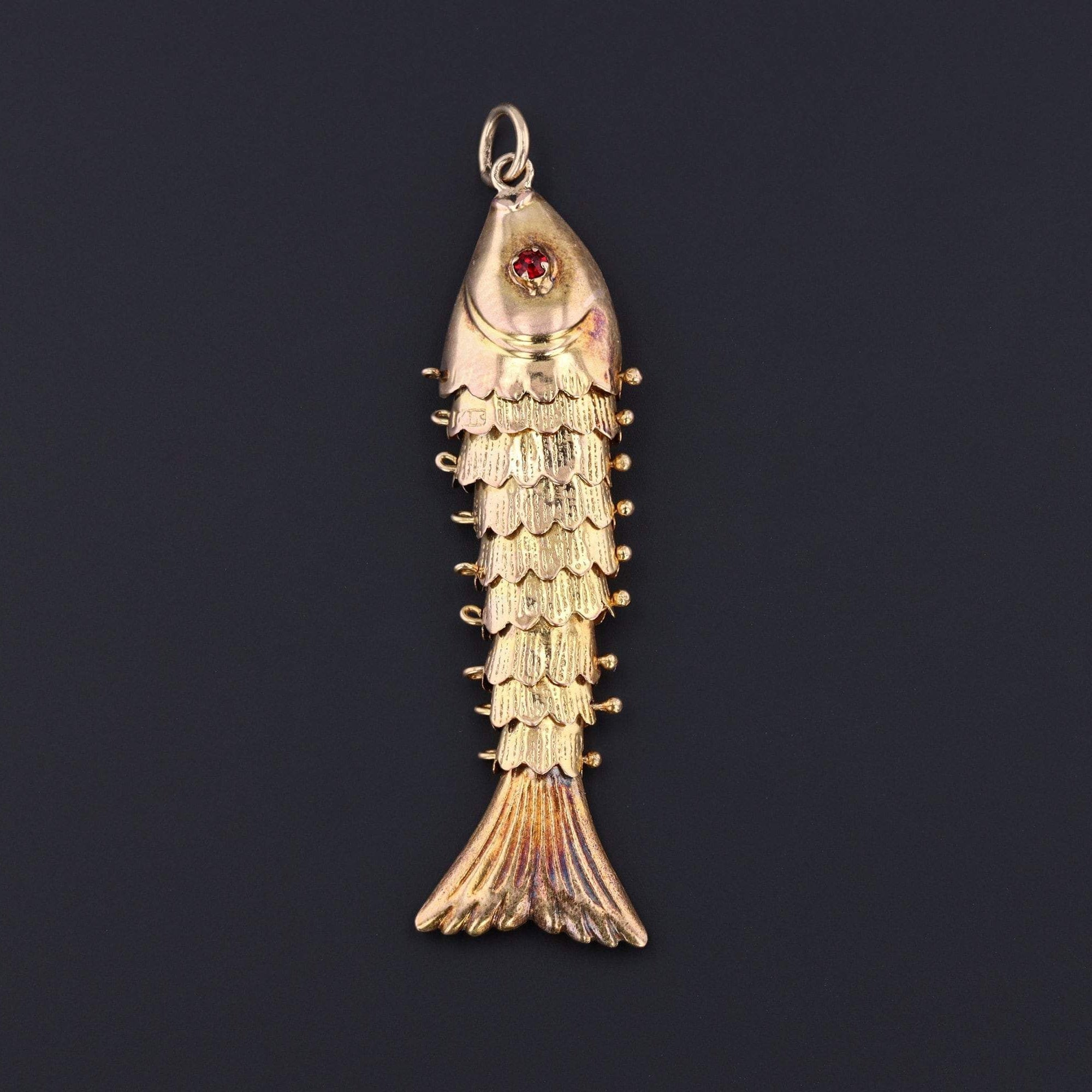 Moveable Fish Charm or Pendant | 14k Gold Fish Charm - Trademark Antiques