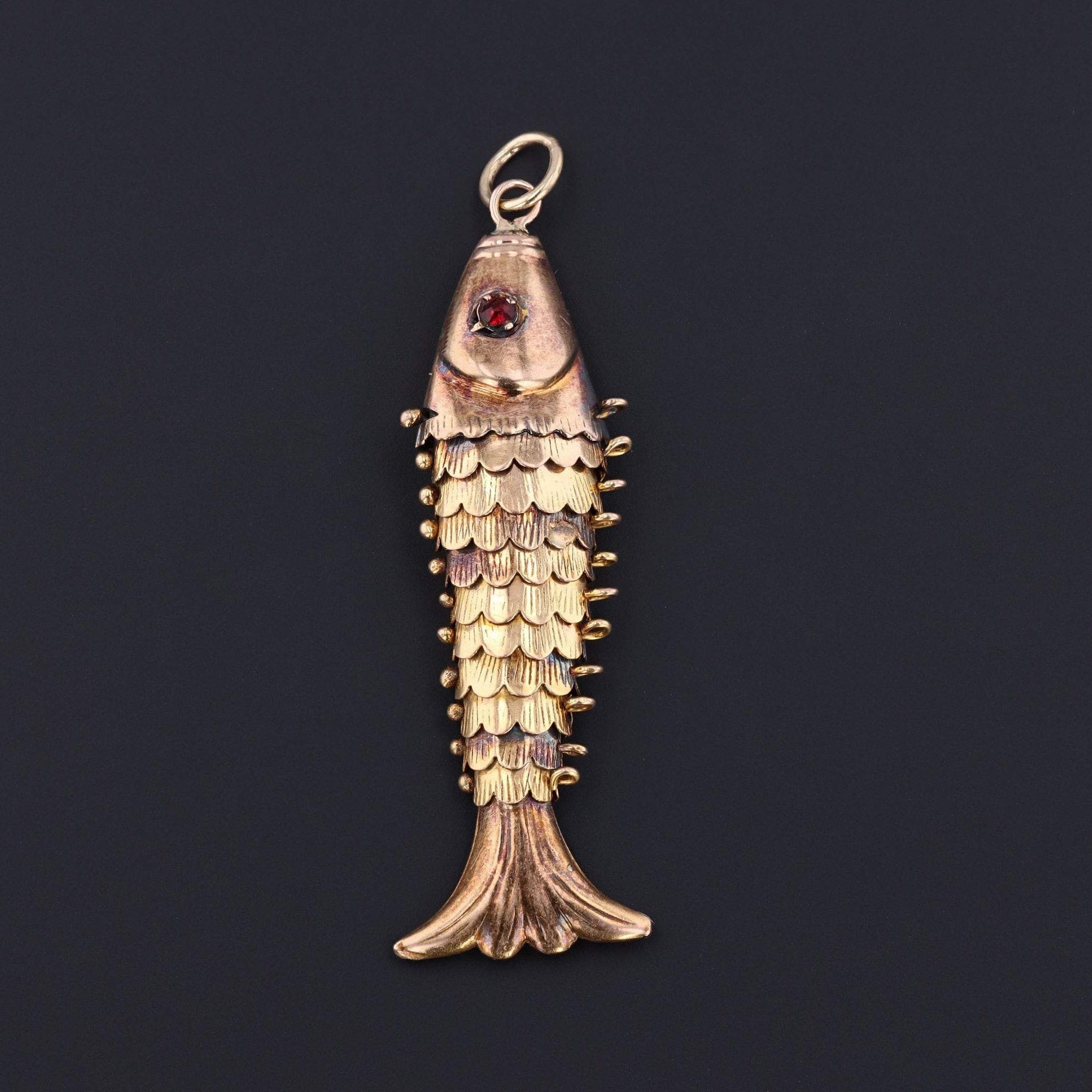 Moveable Fish Charm or Pendant | 14k Gold Fish Charm - Trademark Antiques