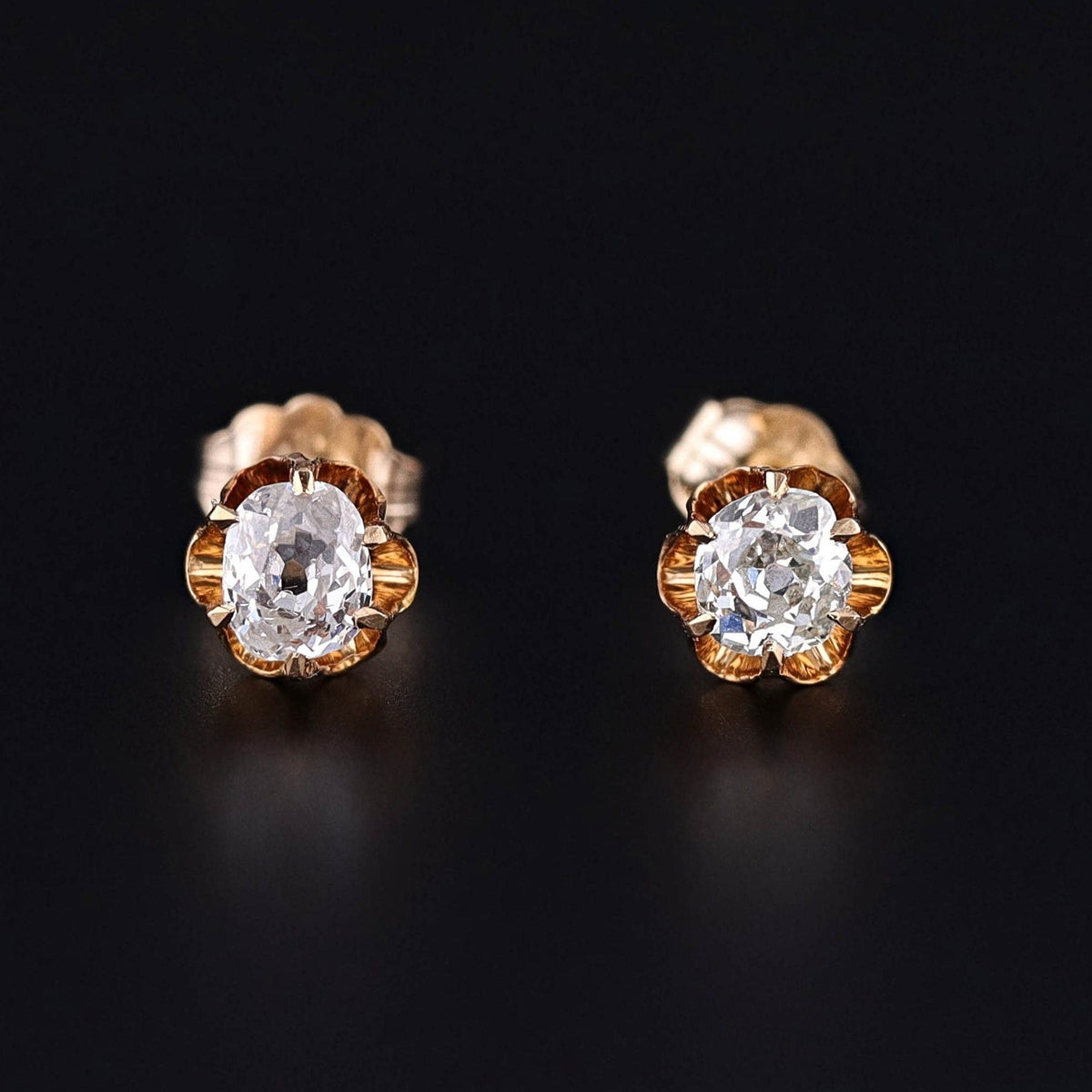 Old Mine Cut Diamond Conversion Earrings in 18k and 14k gold - Trademark Antiques