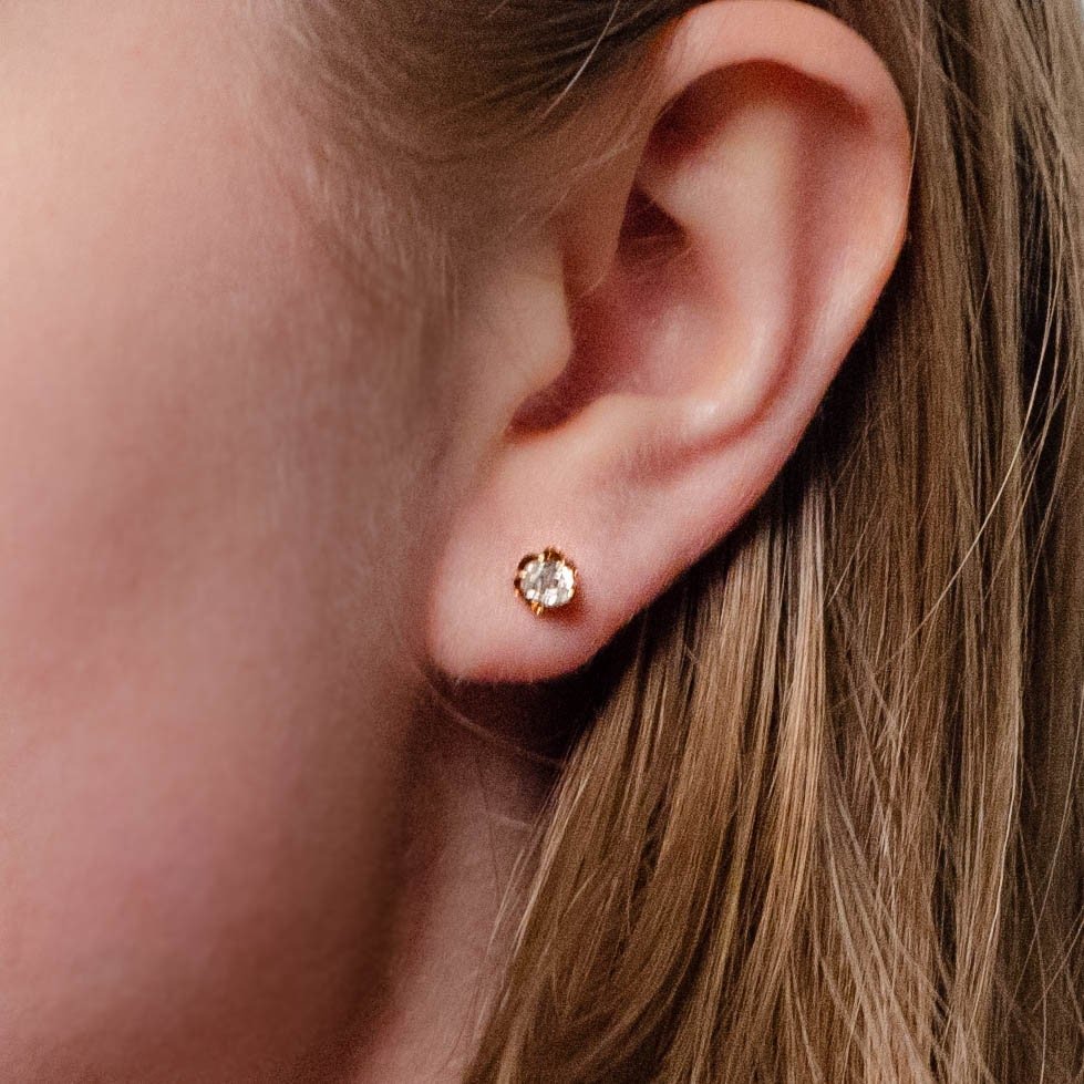 Old Mine Cut Diamond Conversion Earrings in 18k and 14k gold - Trademark Antiques