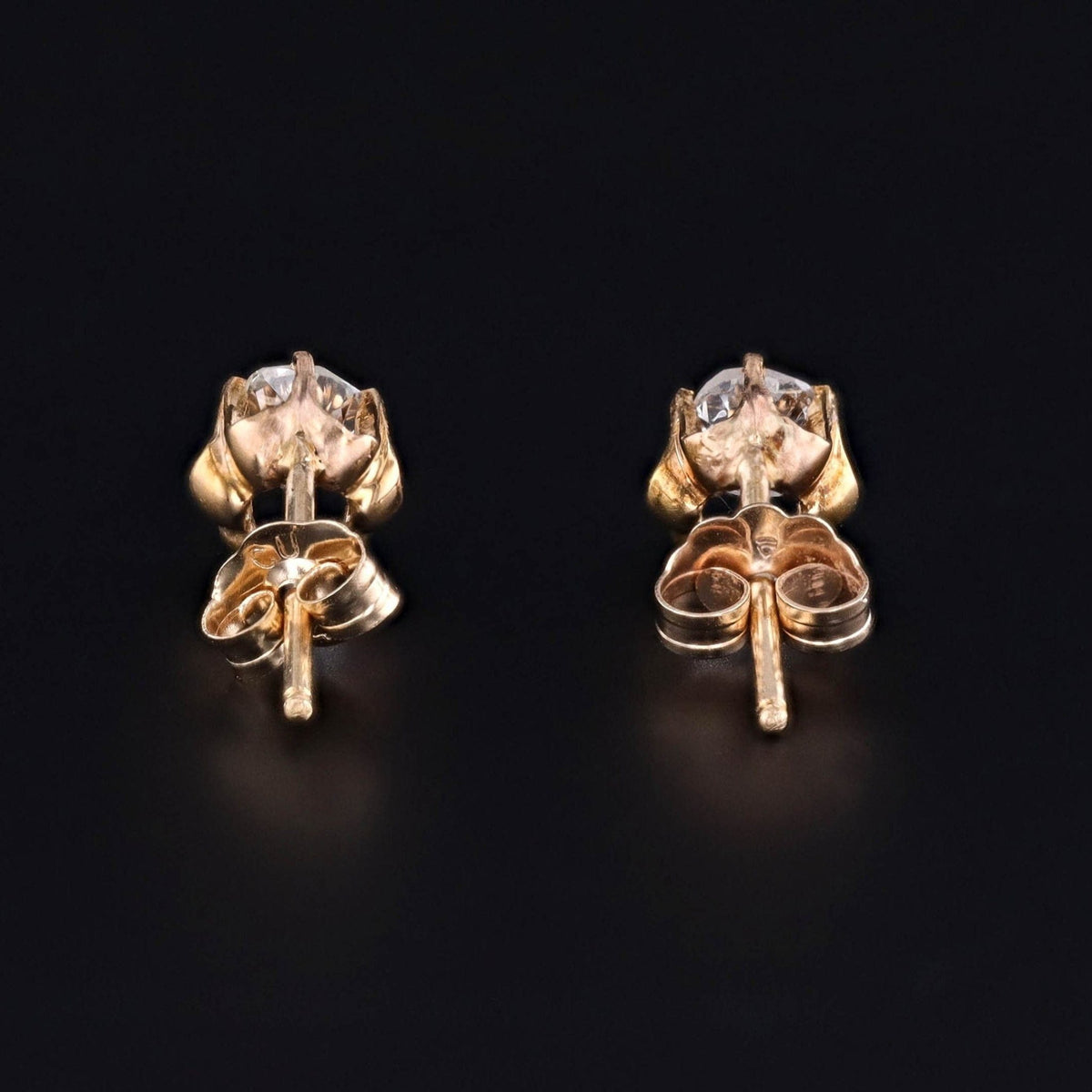 Old Mine Cut Diamond Conversion Earrings in 18k and 14k gold - Trademark Antiques
