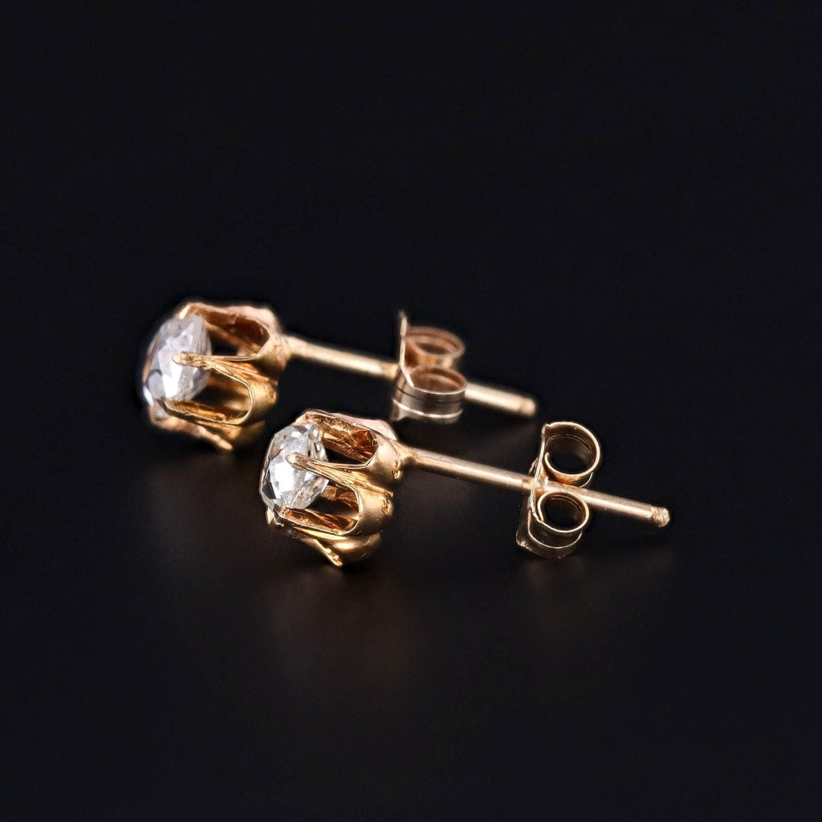 Old Mine Cut Diamond Conversion Earrings in 18k and 14k gold - Trademark Antiques