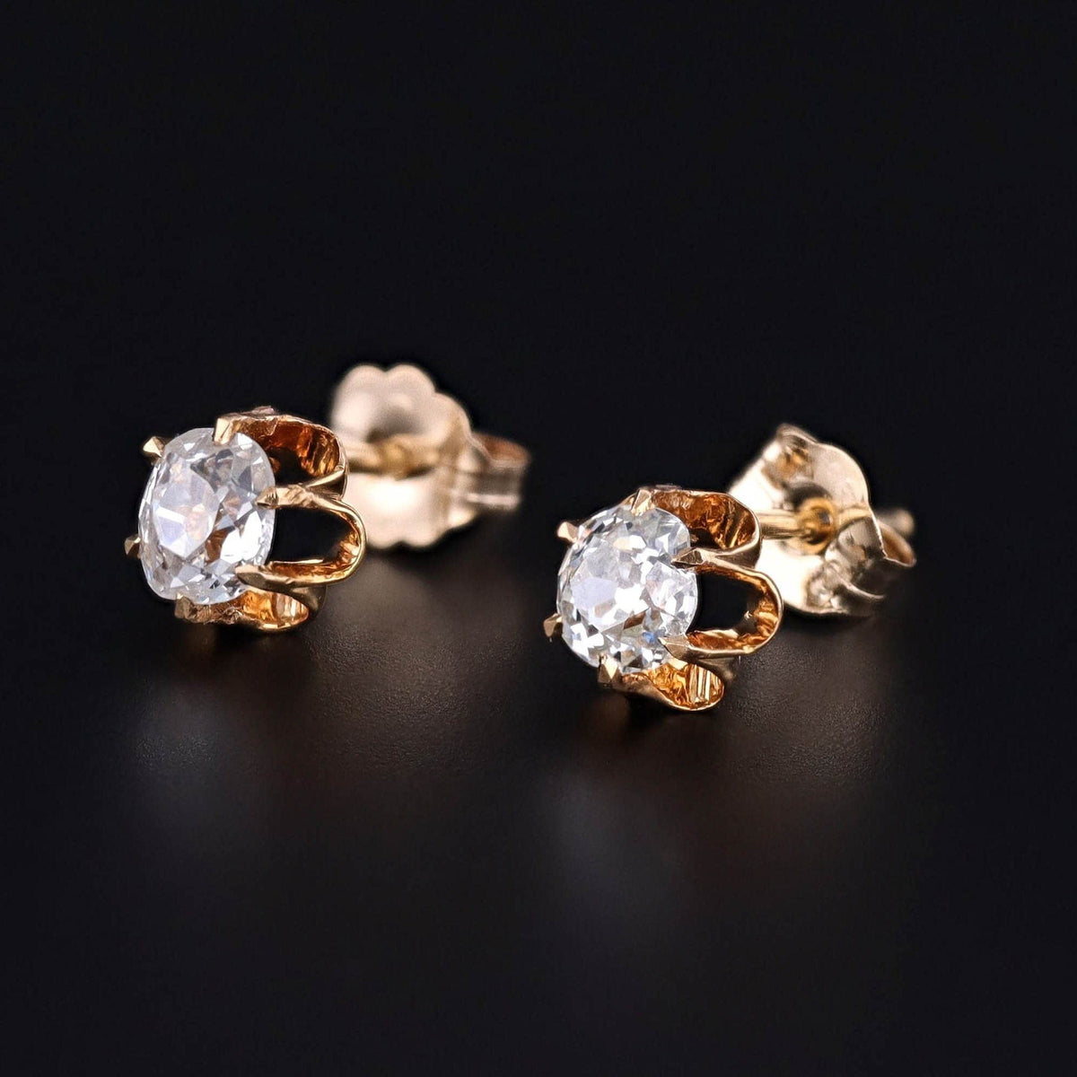 Old Mine Cut Diamond Conversion Earrings in 18k and 14k gold - Trademark Antiques
