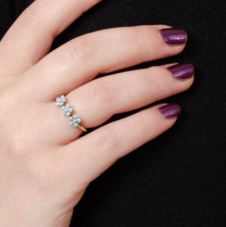 ON HOLD for L. - Forget - me - not Ring | Antique Flower Ring - Trademark Antiques