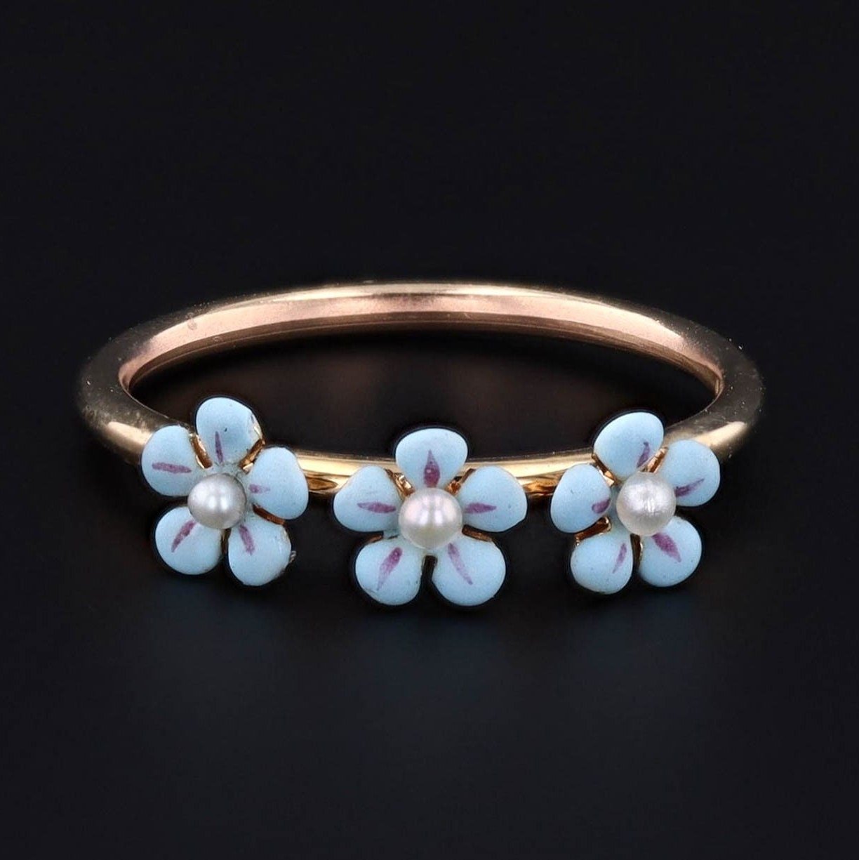 ON HOLD for L. - Forget - me - not Ring | Antique Flower Ring - Trademark Antiques