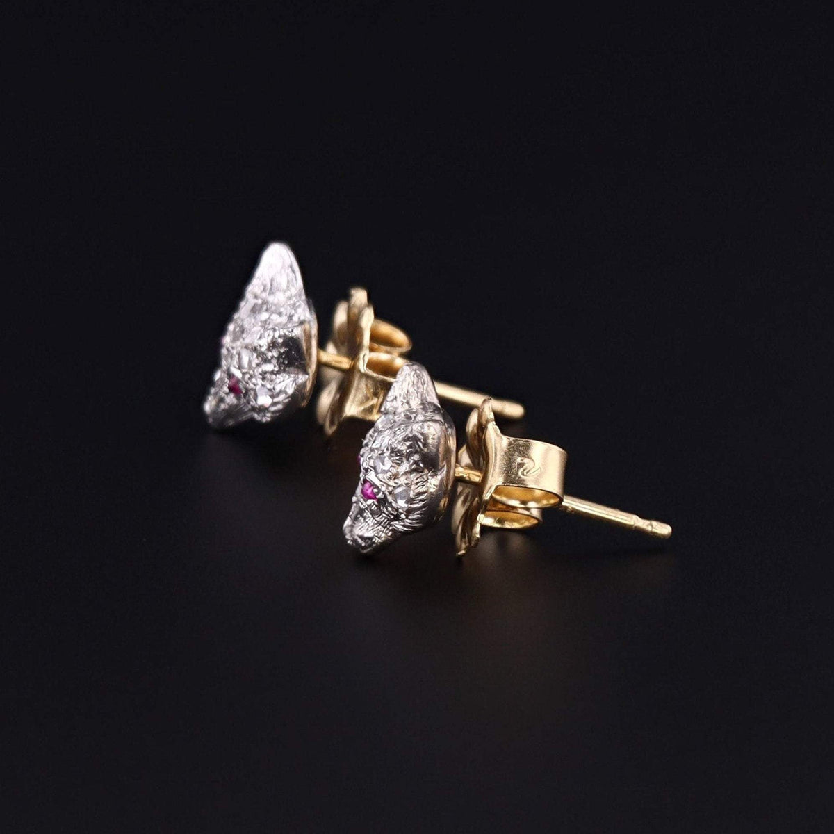 ON HOLD - Fox Earrings | Diamond Fox Earrings - Trademark Antiques