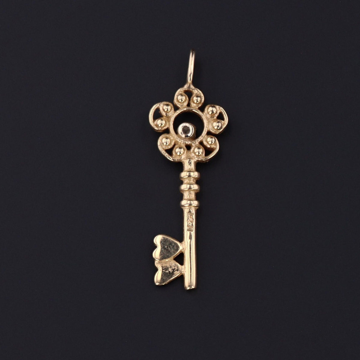 ON HOLD - Key Charm | 14k Gold &amp; Diamond Key Charm - Trademark Antiques