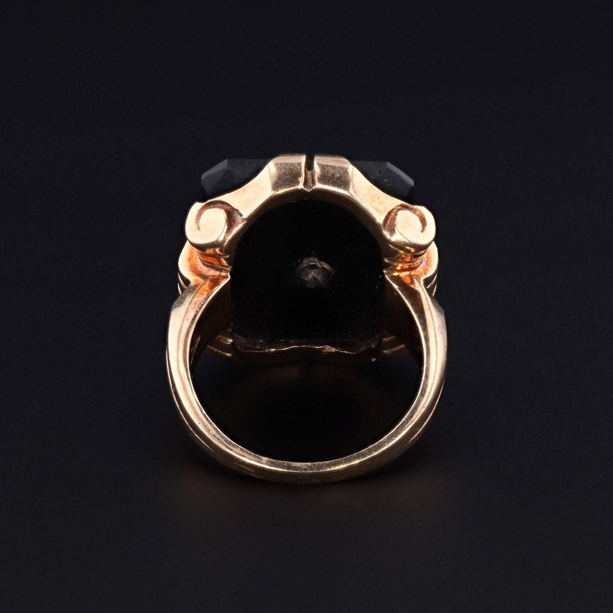 Onyx &amp; Diamond Ring | Vintage Onyx Ring - Trademark Antiques
