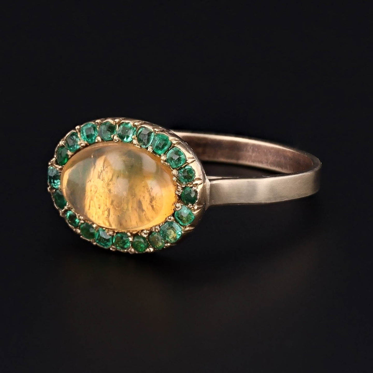 Opal and Emerald Conversion Ring of 10k Gold - Trademark Antiques