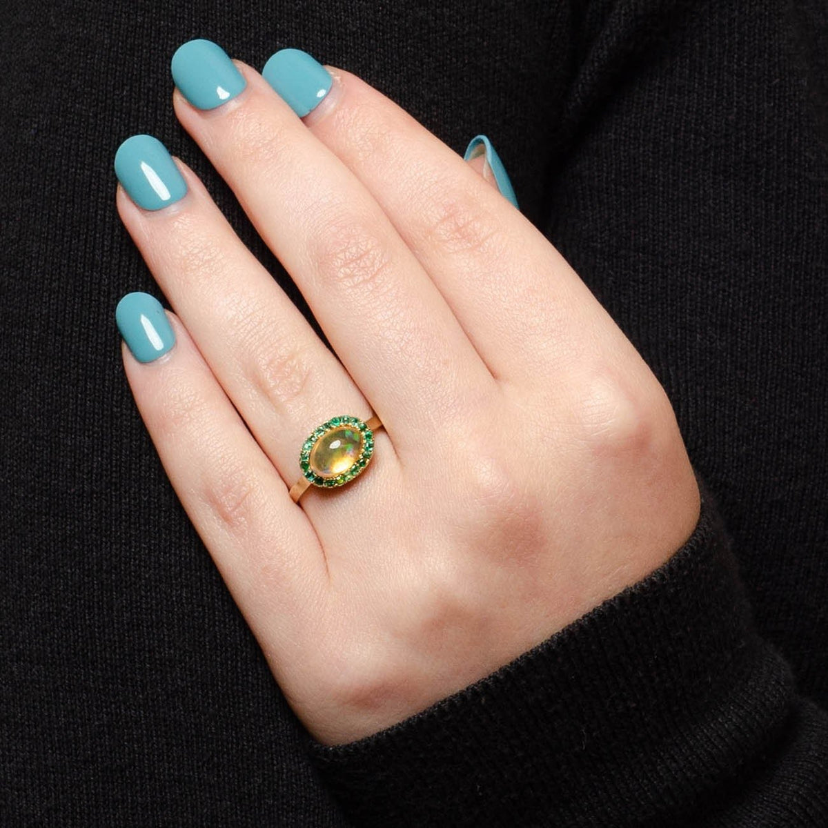Opal and Emerald Conversion Ring of 10k Gold - Trademark Antiques
