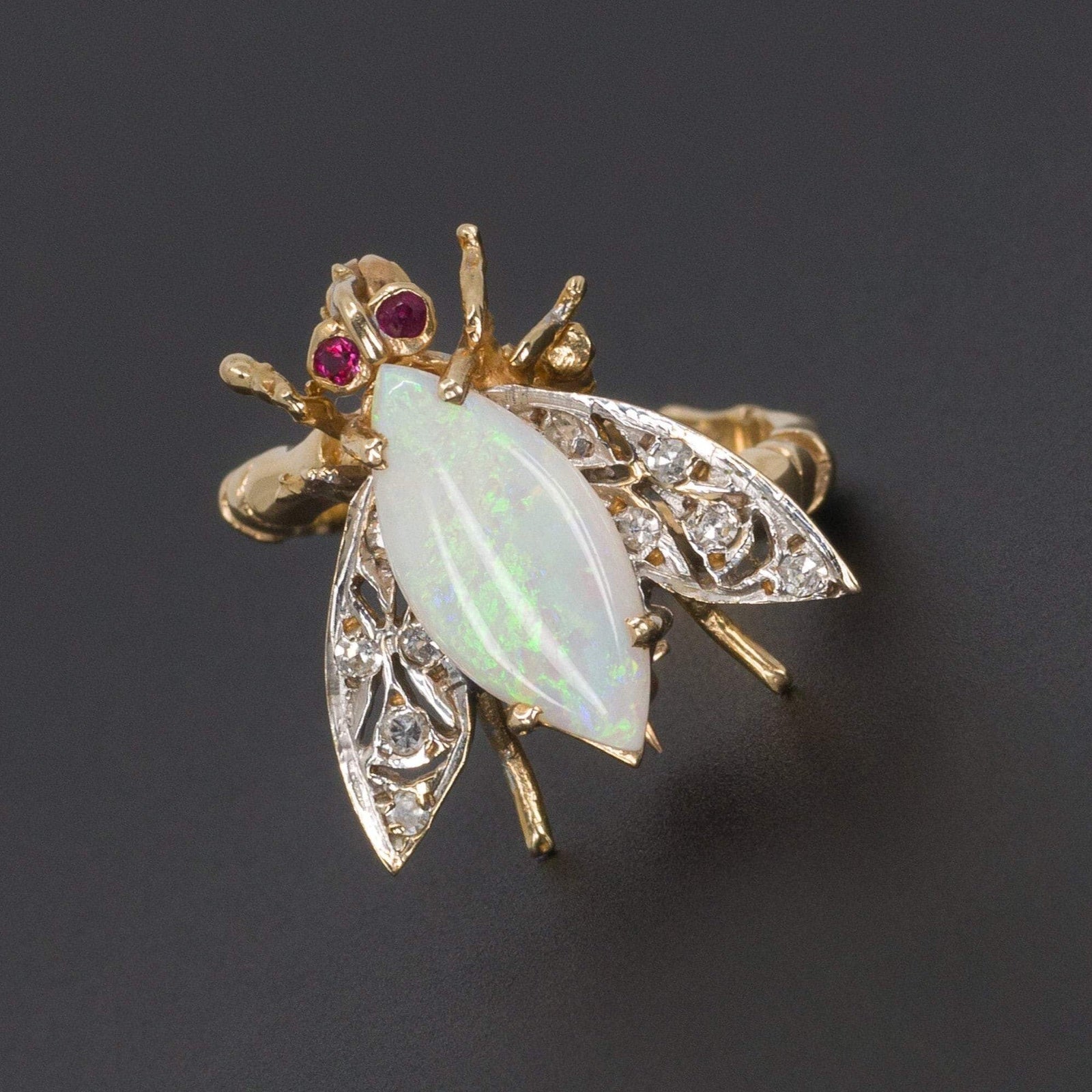 Opal Bee Ring | Opal & Diamond Bug Ring - Trademark Antiques