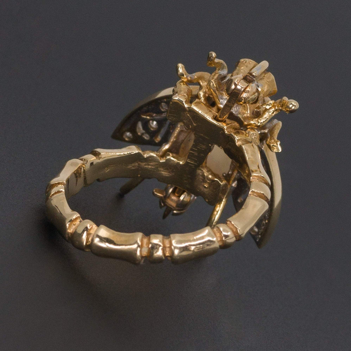Opal Bee Ring | Opal &amp; Diamond Bug Ring - Trademark Antiques
