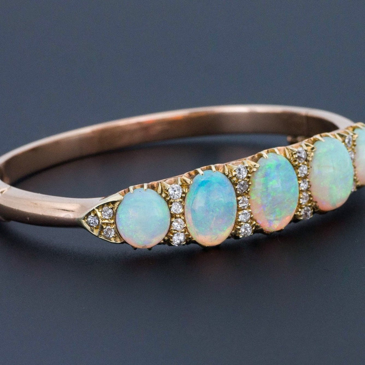 Opal &amp; Diamond Bracelet | Opal Bangle Bracelet - Trademark Antiques