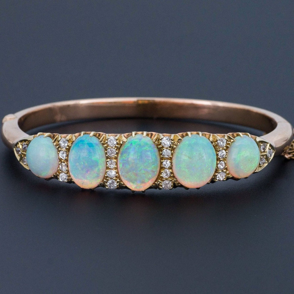 Opal &amp; Diamond Bracelet | Opal Bangle Bracelet - Trademark Antiques