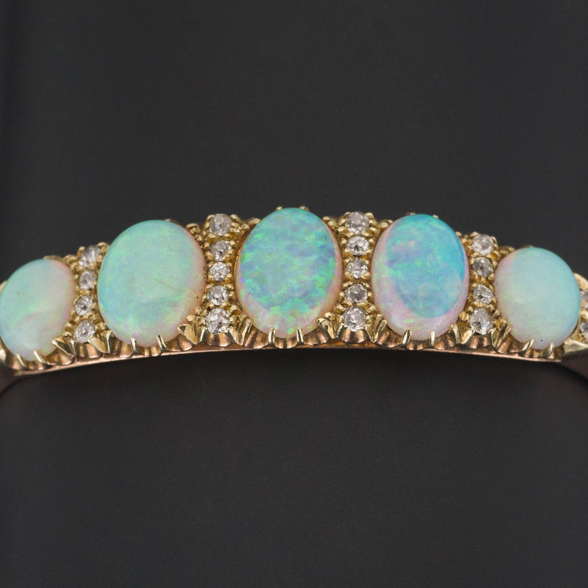 Opal &amp; Diamond Bracelet | Opal Bangle Bracelet - Trademark Antiques