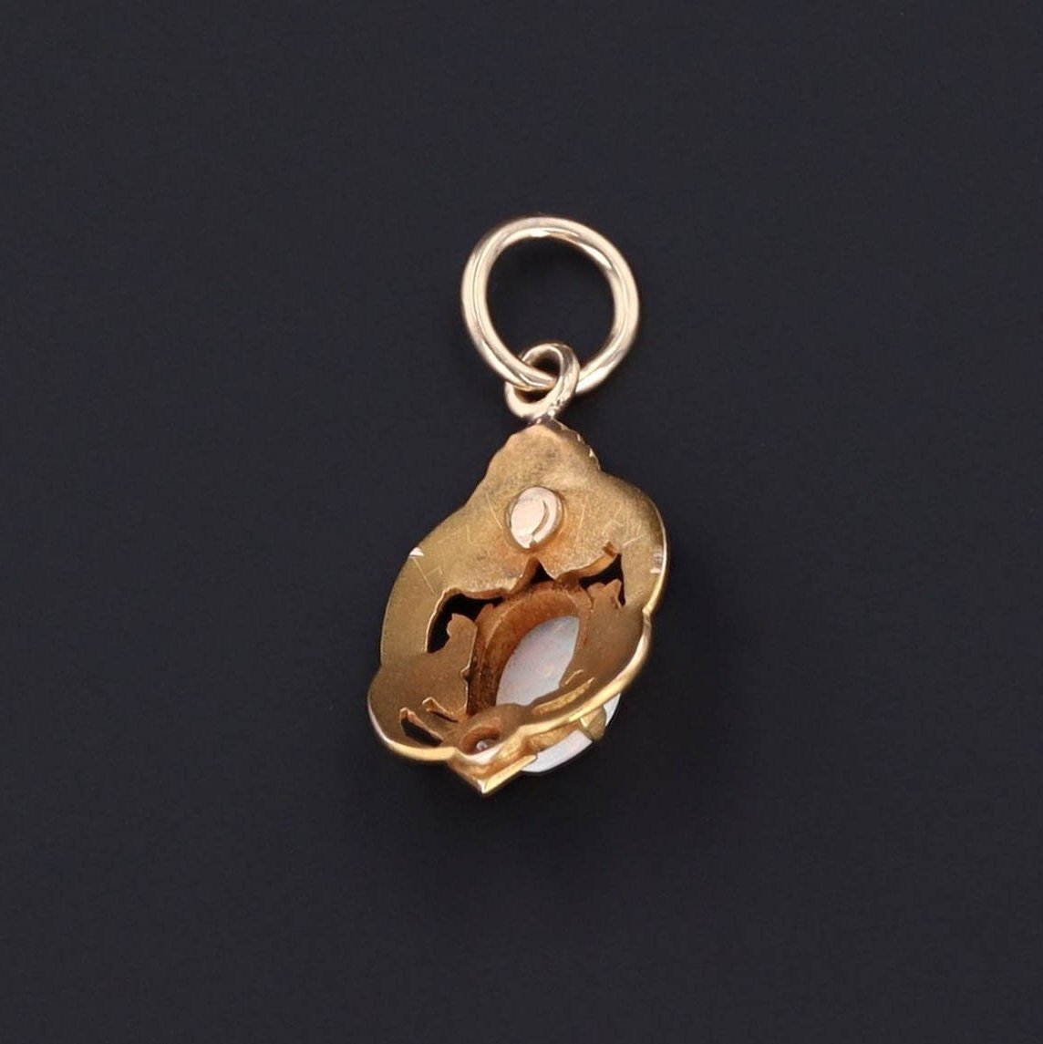 Opal &amp; Diamond Charm | 14k Gold Charm - Trademark Antiques