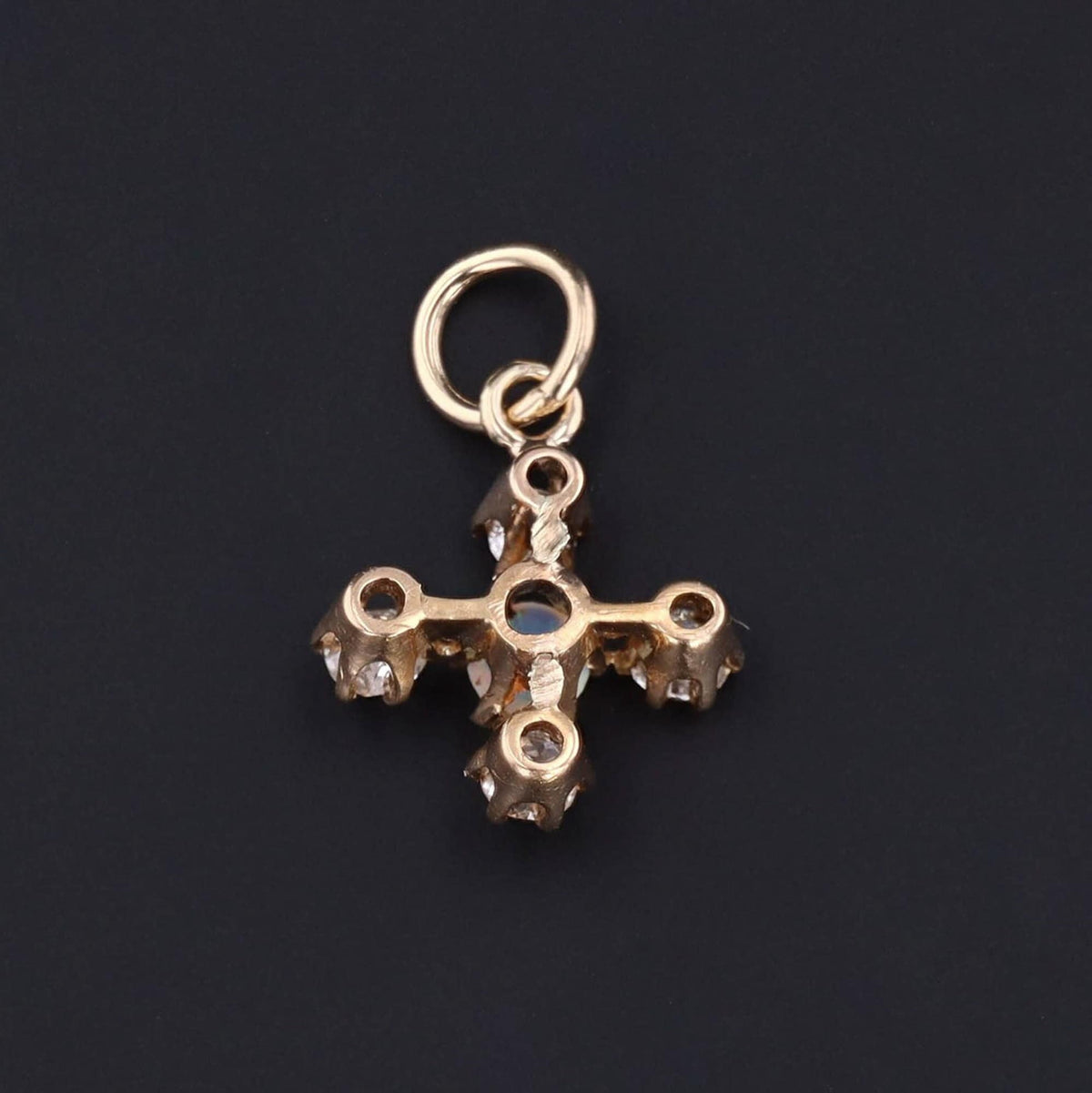 Opal &amp; Diamond Charm | 14k Gold Charm - Trademark Antiques