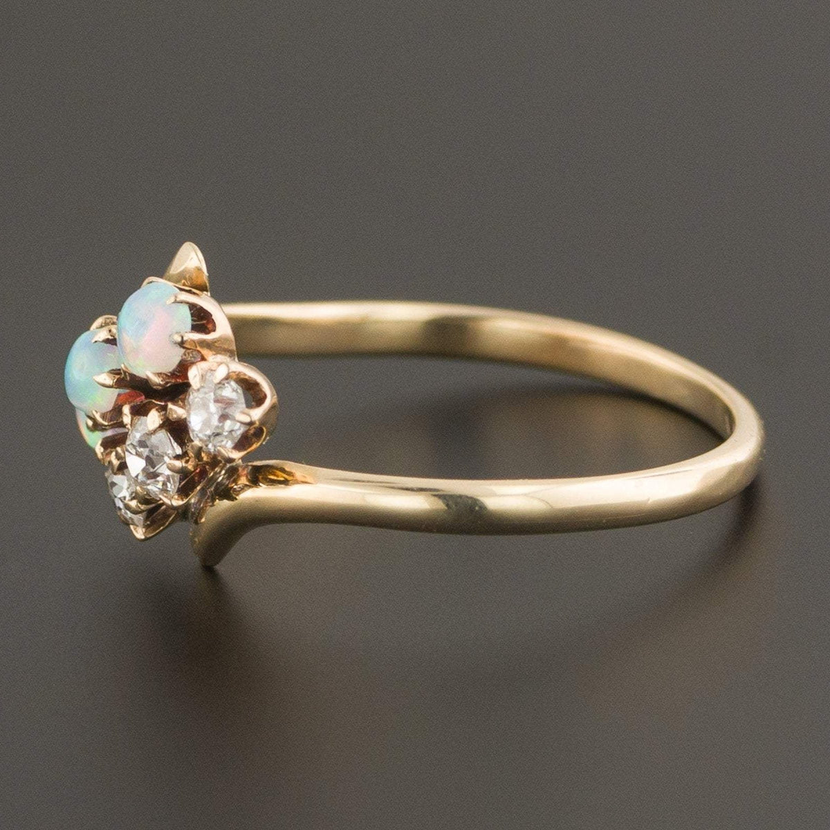 Opal &amp; Diamond Ring | 14k Gold Ring - Trademark Antiques
