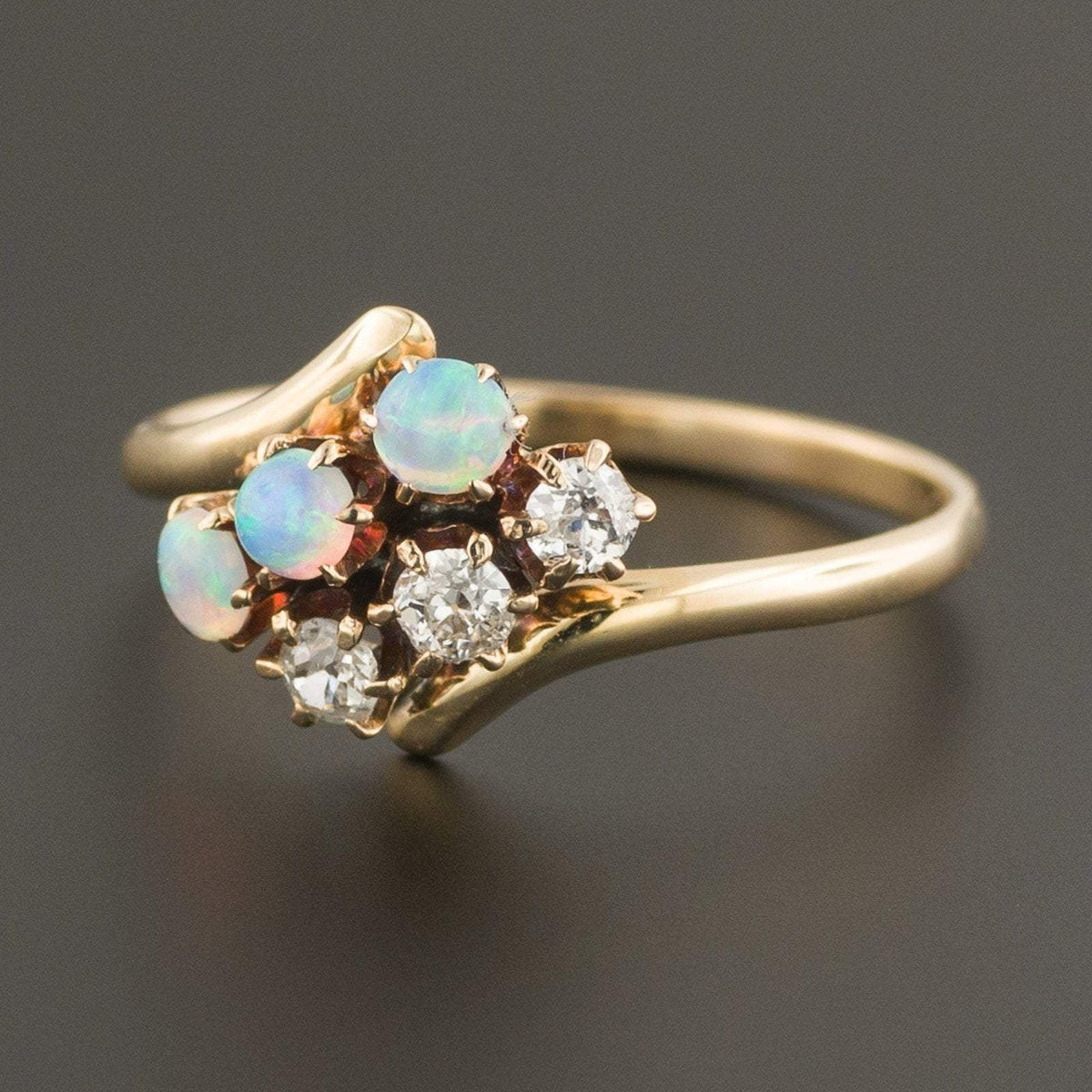 Opal &amp; Diamond Ring | 14k Gold Ring - Trademark Antiques