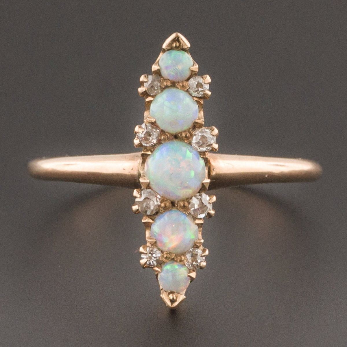 Opal &amp; Diamond Ring | Antique Opal Ring - Trademark Antiques