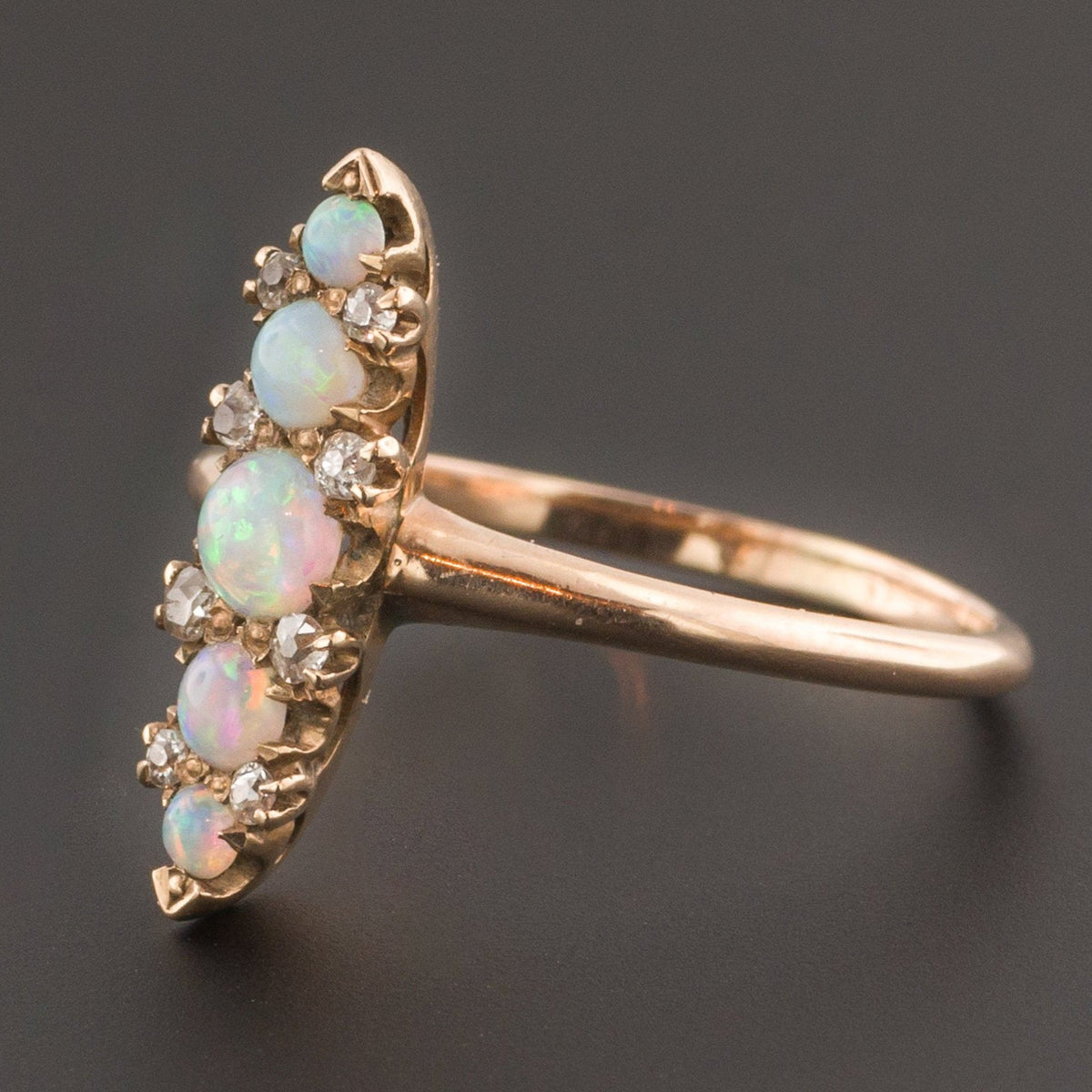Opal &amp; Diamond Ring | Antique Opal Ring - Trademark Antiques