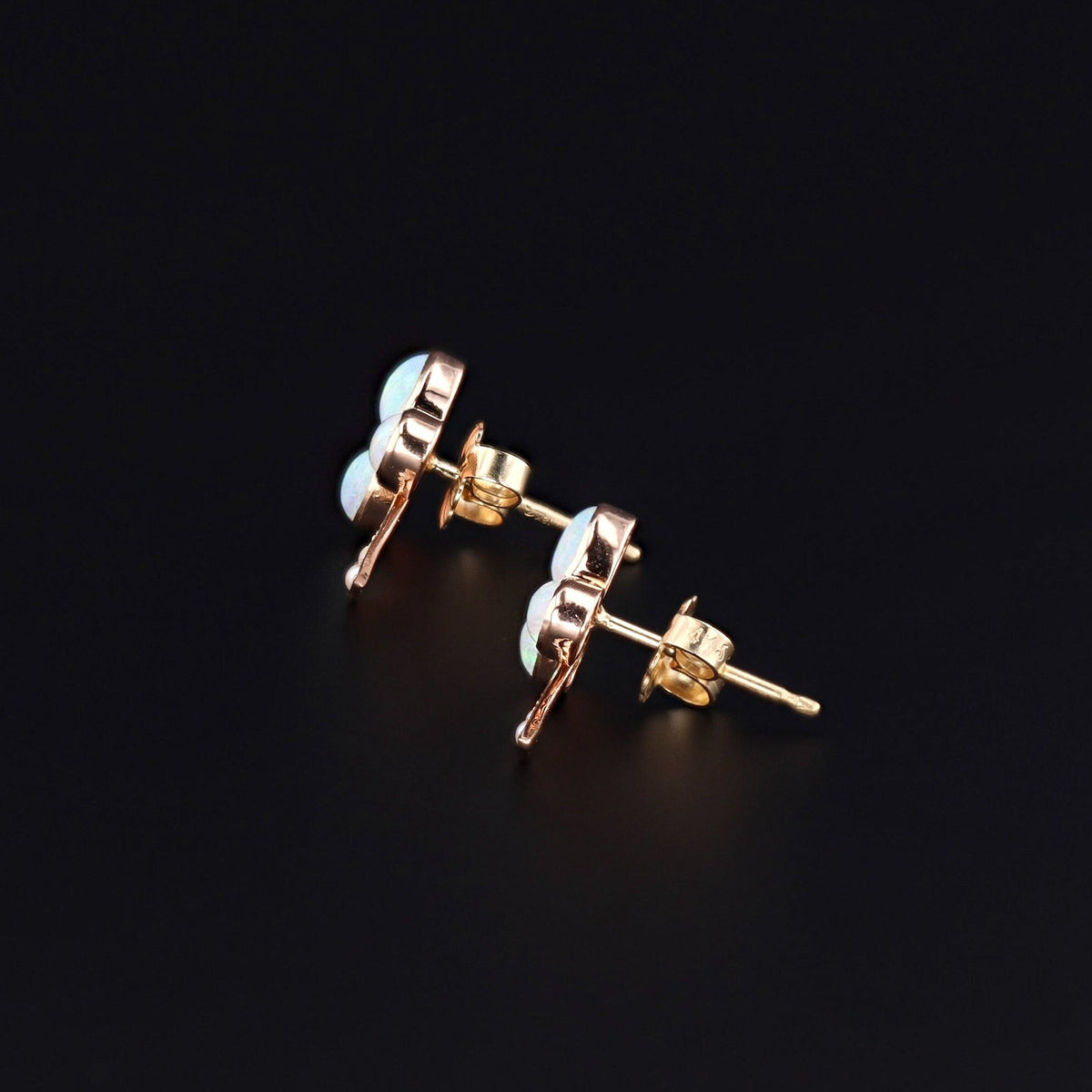 Opal Earrings | Opal &amp; Pearl Clover Earrings - Trademark Antiques