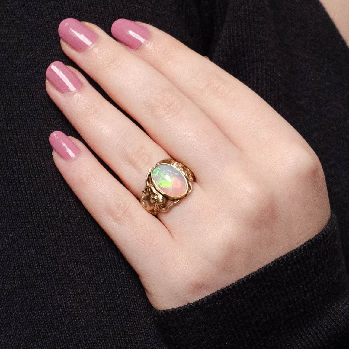 Opal Floral Woman Ring of 14k Gold - Trademark Antiques