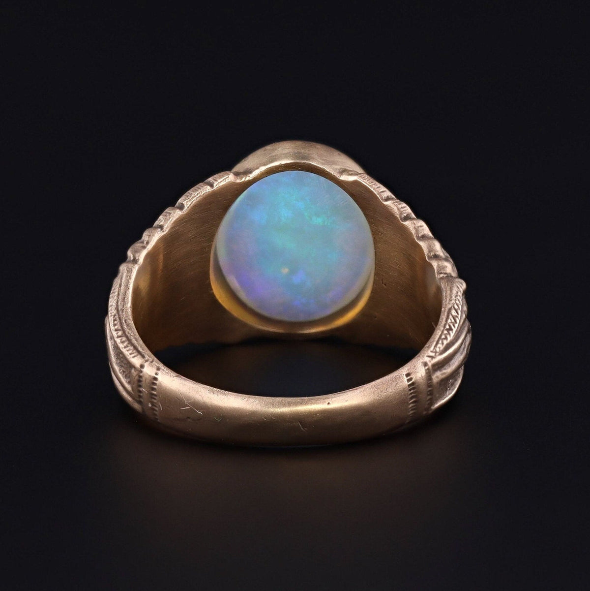 Opal Ring | 14k Gold &amp; Jelly Opal Griffin Ring - Trademark Antiques