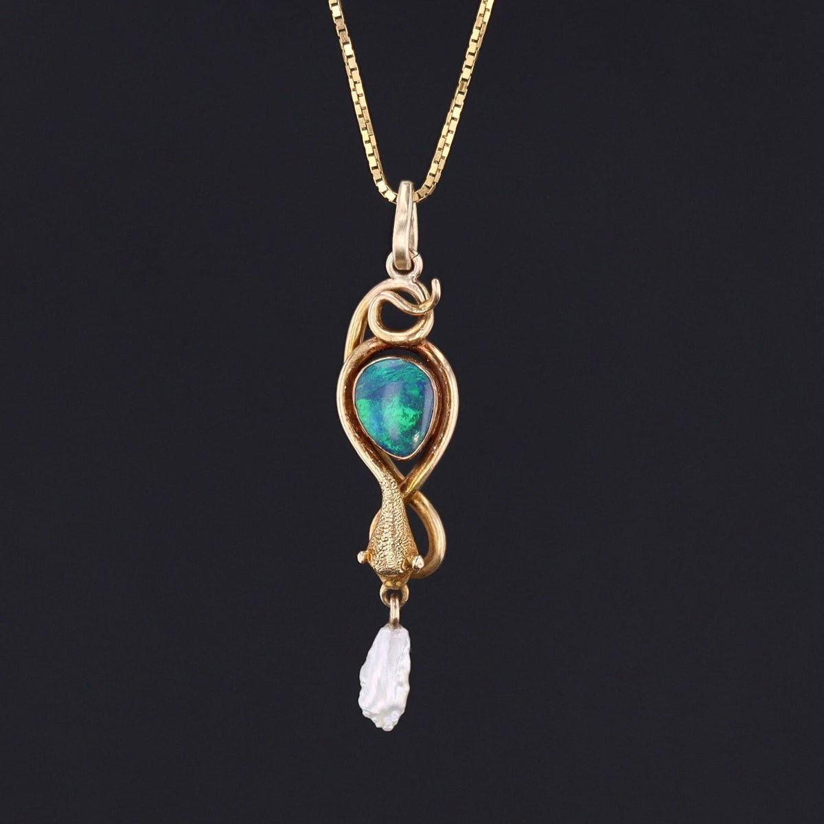Opal Snake Pendant | Antique Pin Conversion - Trademark Antiques