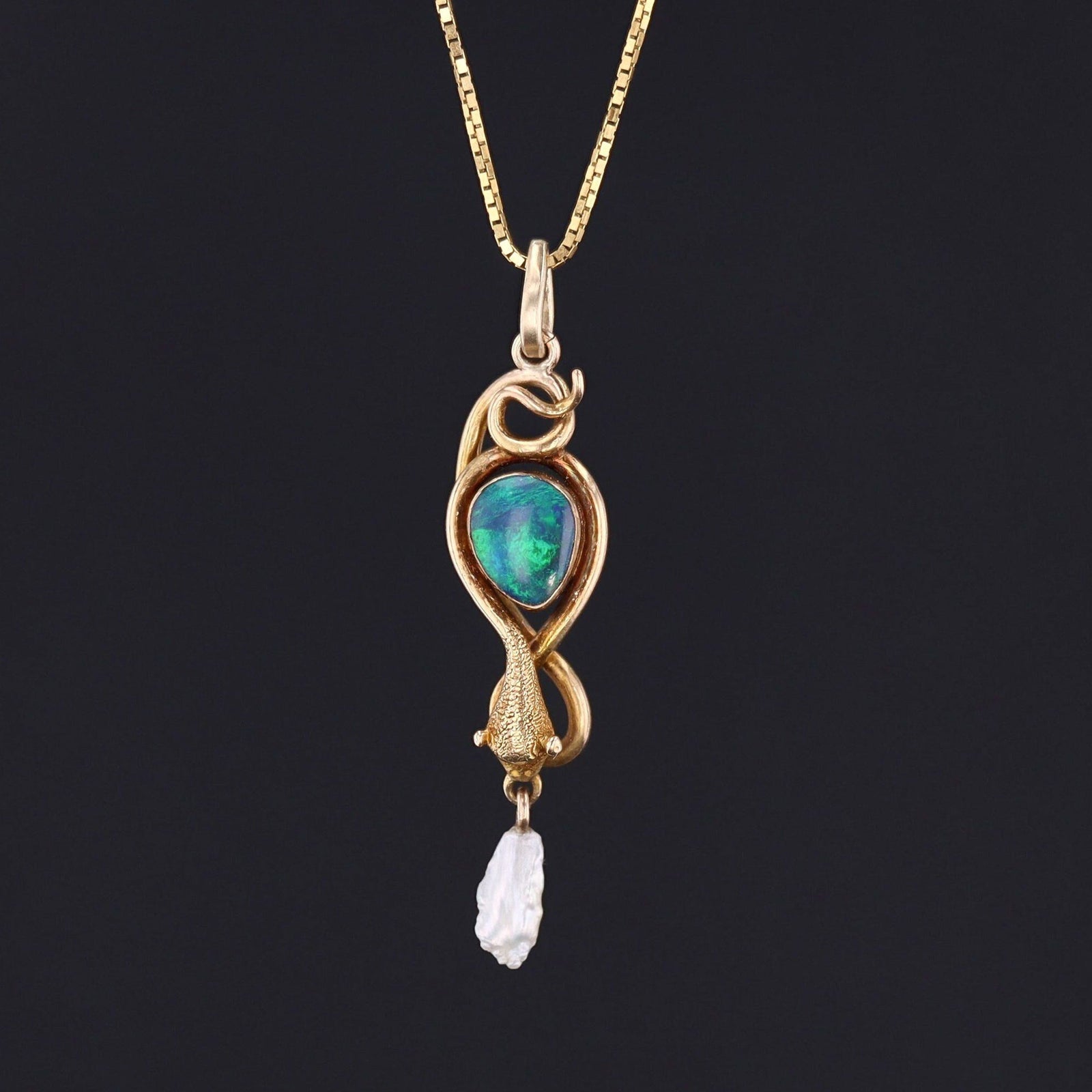 Opal Snake Pendant | Antique Pin Conversion - Trademark Antiques