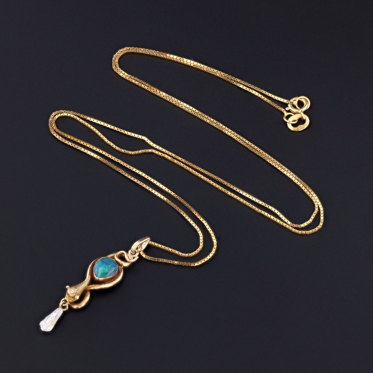 Opal Snake Pendant | Antique Pin Conversion - Trademark Antiques