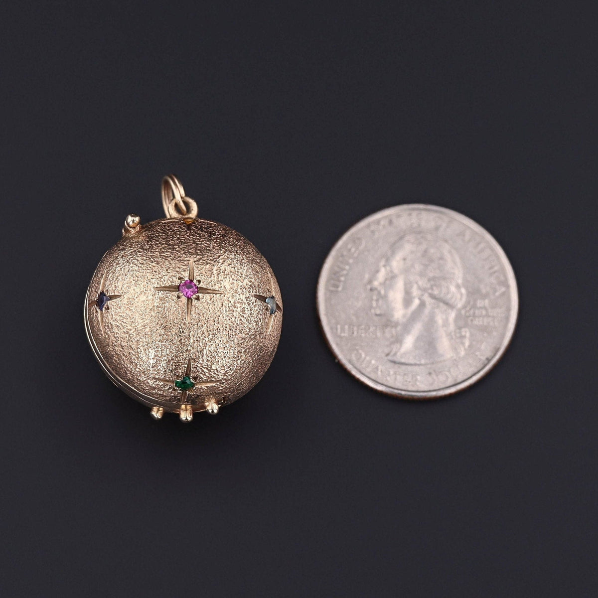 Orb Locket | 10k Gold, Sapphire &amp; Ruby Locket - Trademark Antiques