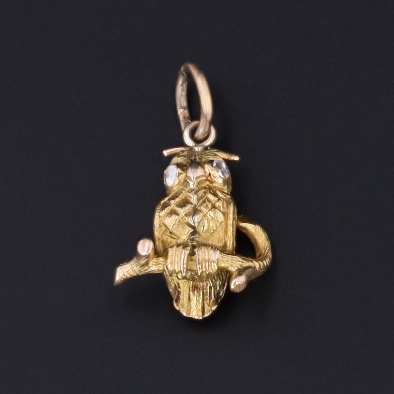 Owl Charm | 14k Gold Owl Charm - Trademark Antiques
