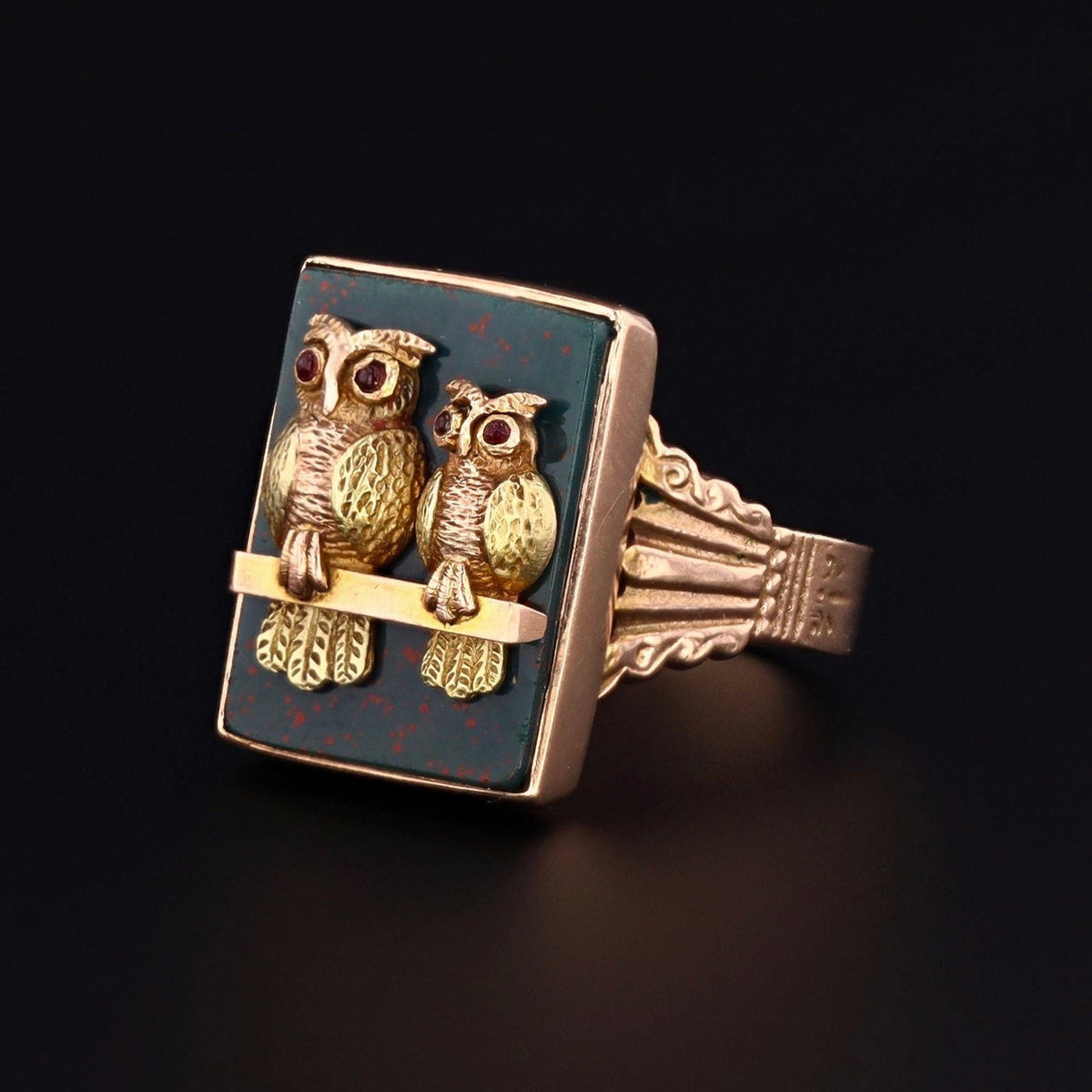 Owl Ring | Bloodstone Ring - Trademark Antiques