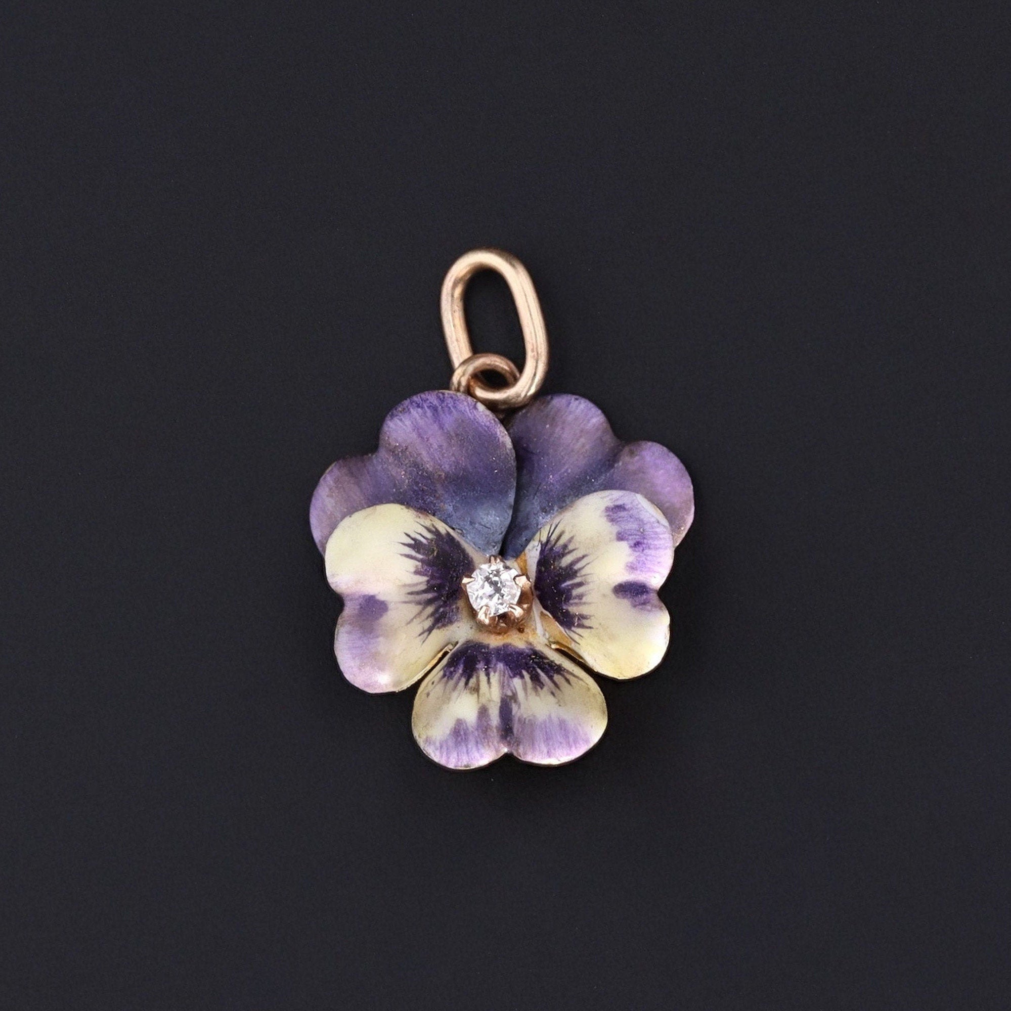 1970’s made in Norway　pansy pendant Vintage 1970's made in Norway silver enamel blue pansy