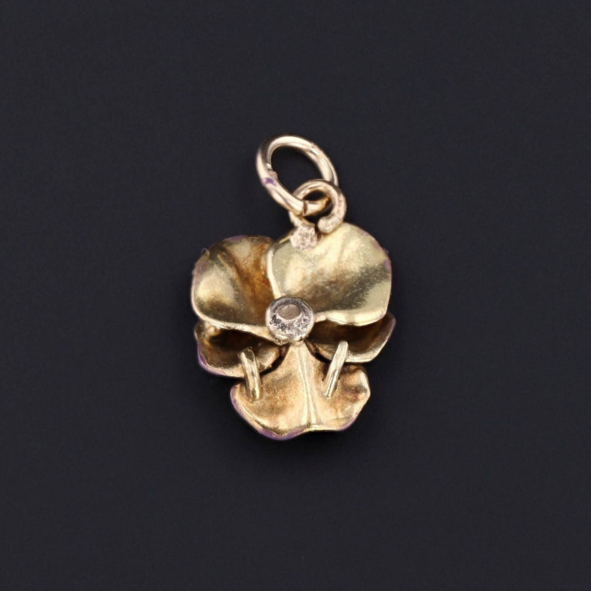Pansy Charm | Antique Enamel &amp; Diamond Pansy Charm - Trademark Antiques