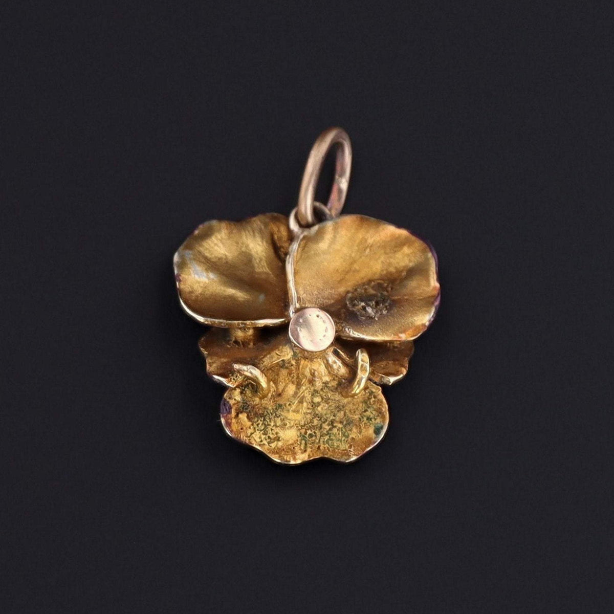 Pansy Charm | Antique Pansy Charm w/Diamond - Trademark Antiques