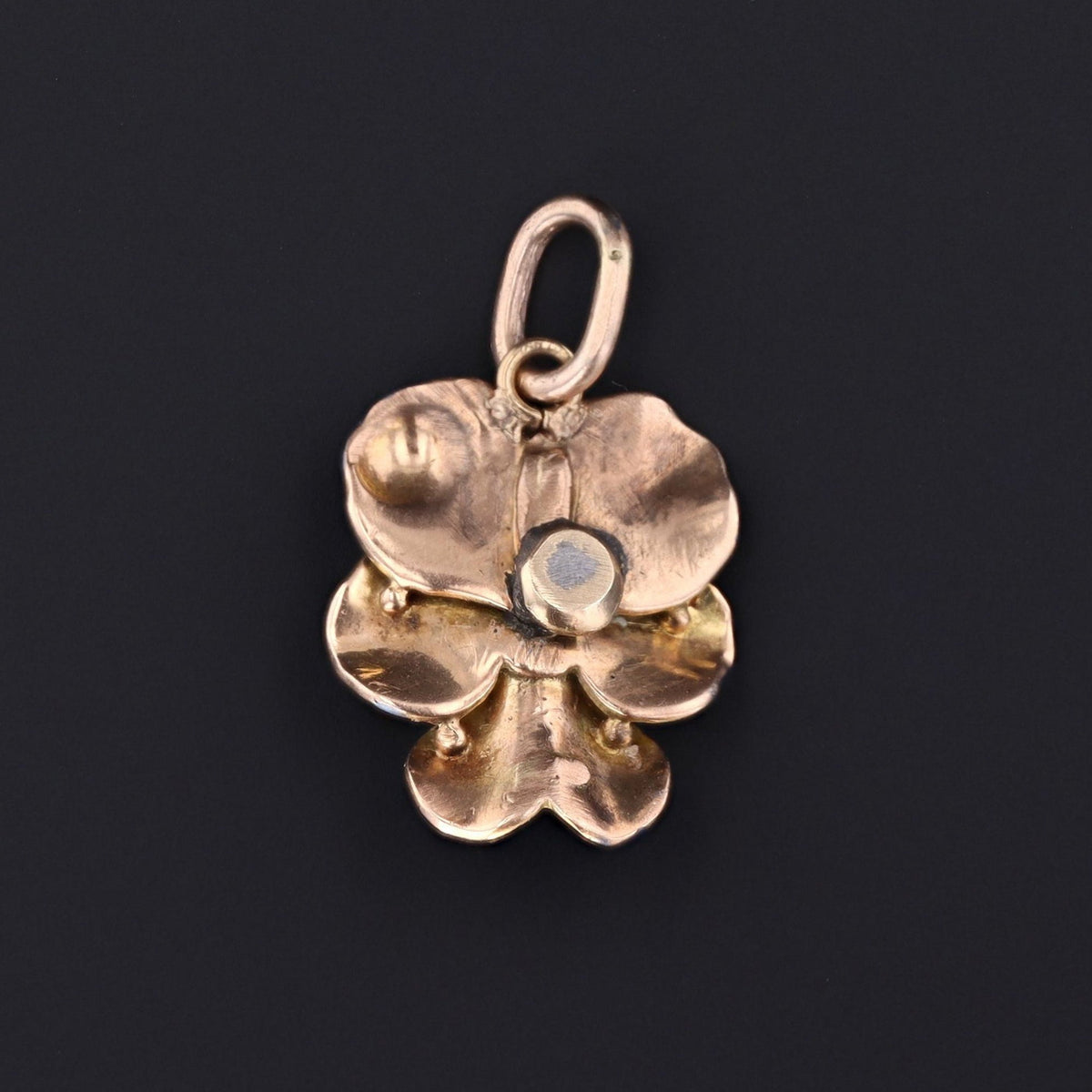 Pansy Charm | Blue Enamel &amp; Diamond Pansy Charm - Trademark Antiques