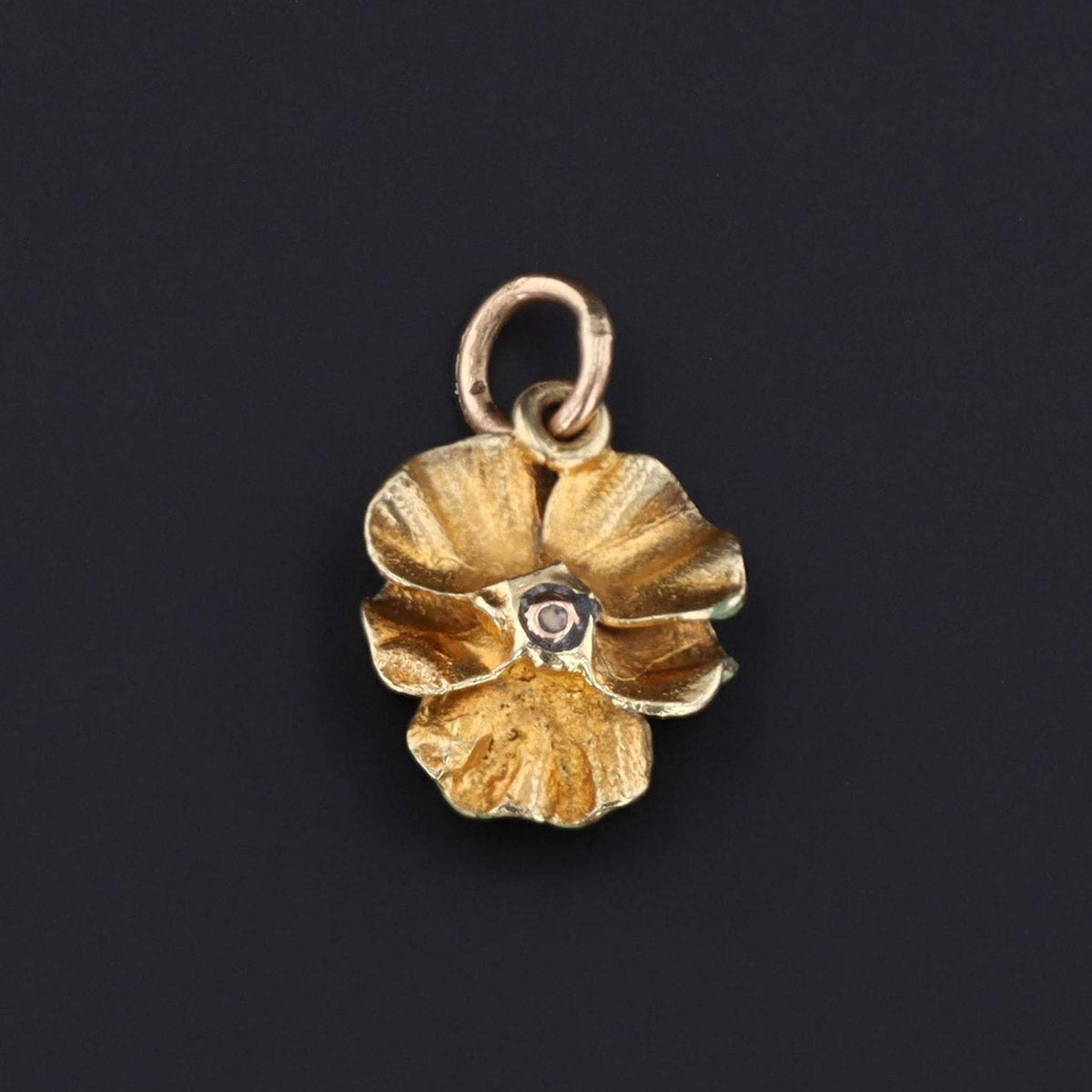 Pansy Charm | Green Enamel Pansy Pendant - Trademark Antiques