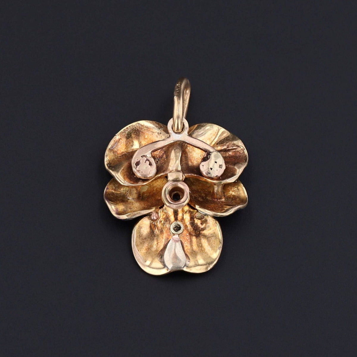 Pansy Charm | Purple Enamel &amp; Diamond Pansy Charm - Trademark Antiques