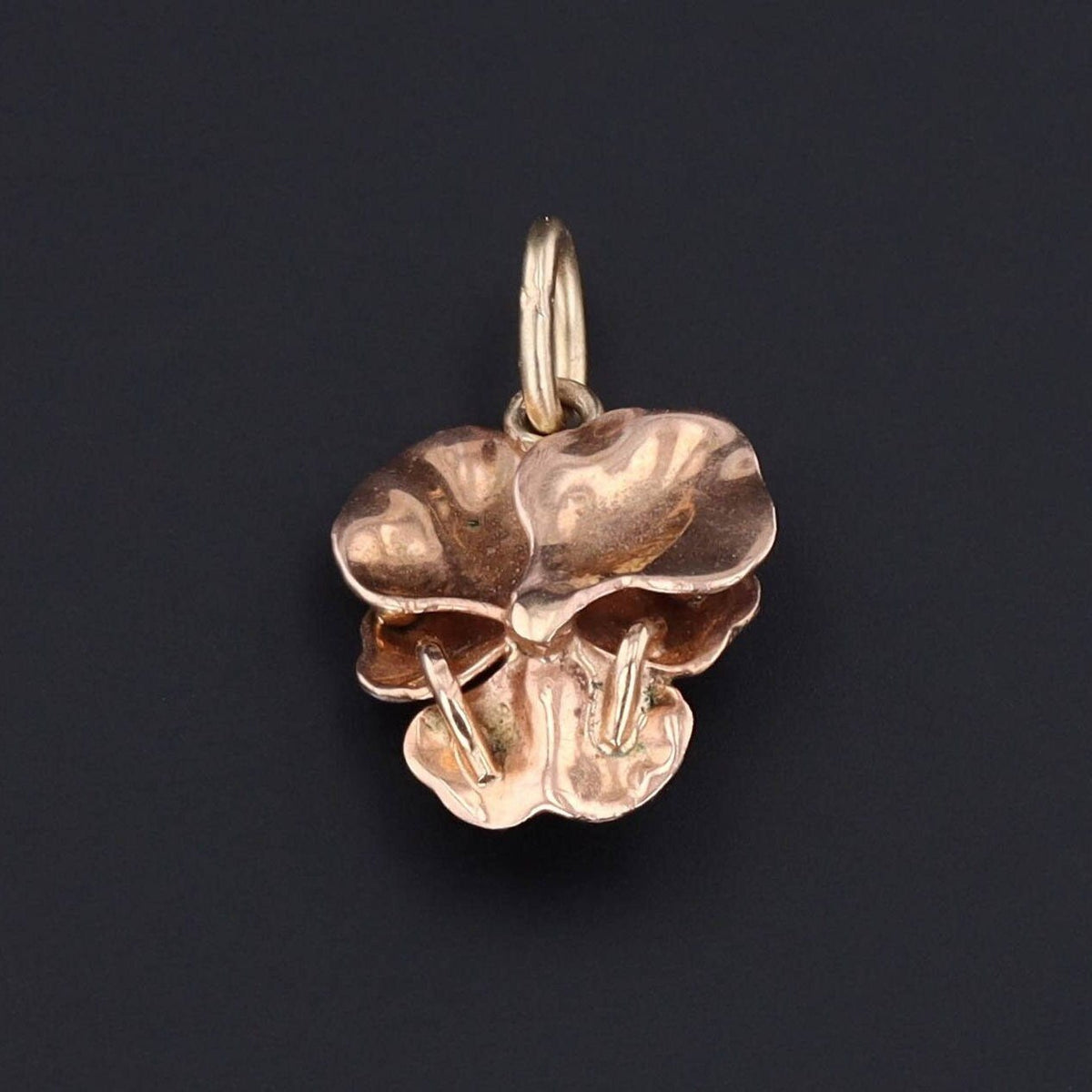 Pansy Charm | Purple Enamel Pansy with Pearl - Trademark Antiques