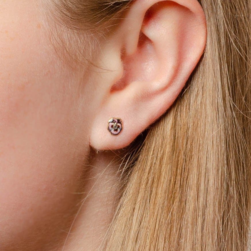 Pansy Earrings | Flower Studs - Trademark Antiques