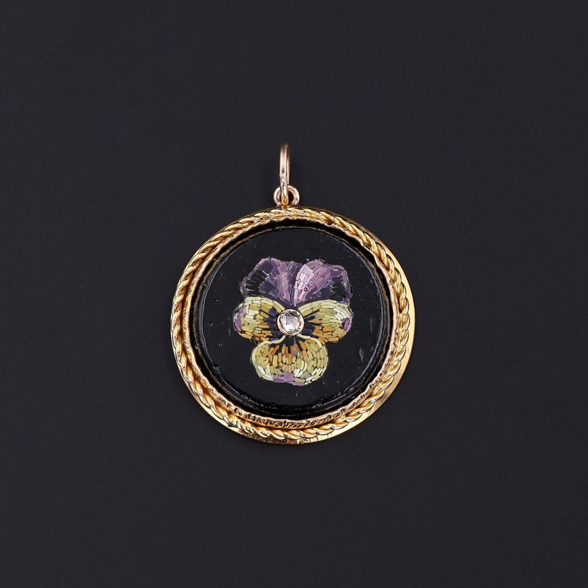 Pansy Pendant | Micromosaic Pendant - Trademark Antiques