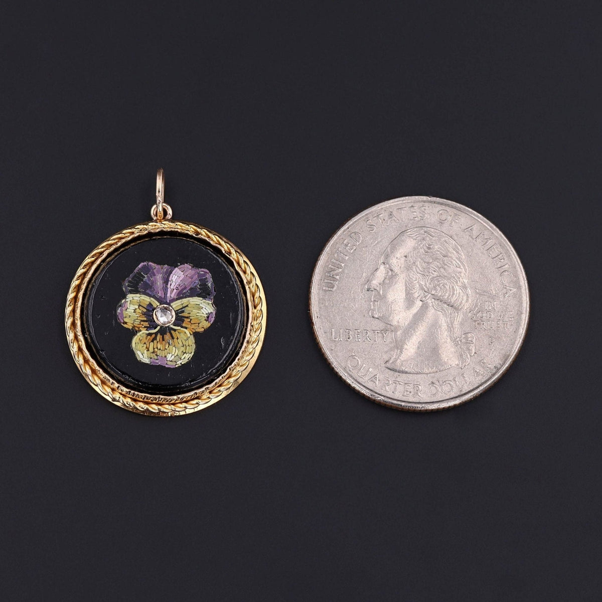 Pansy Pendant | Micromosaic Pendant - Trademark Antiques